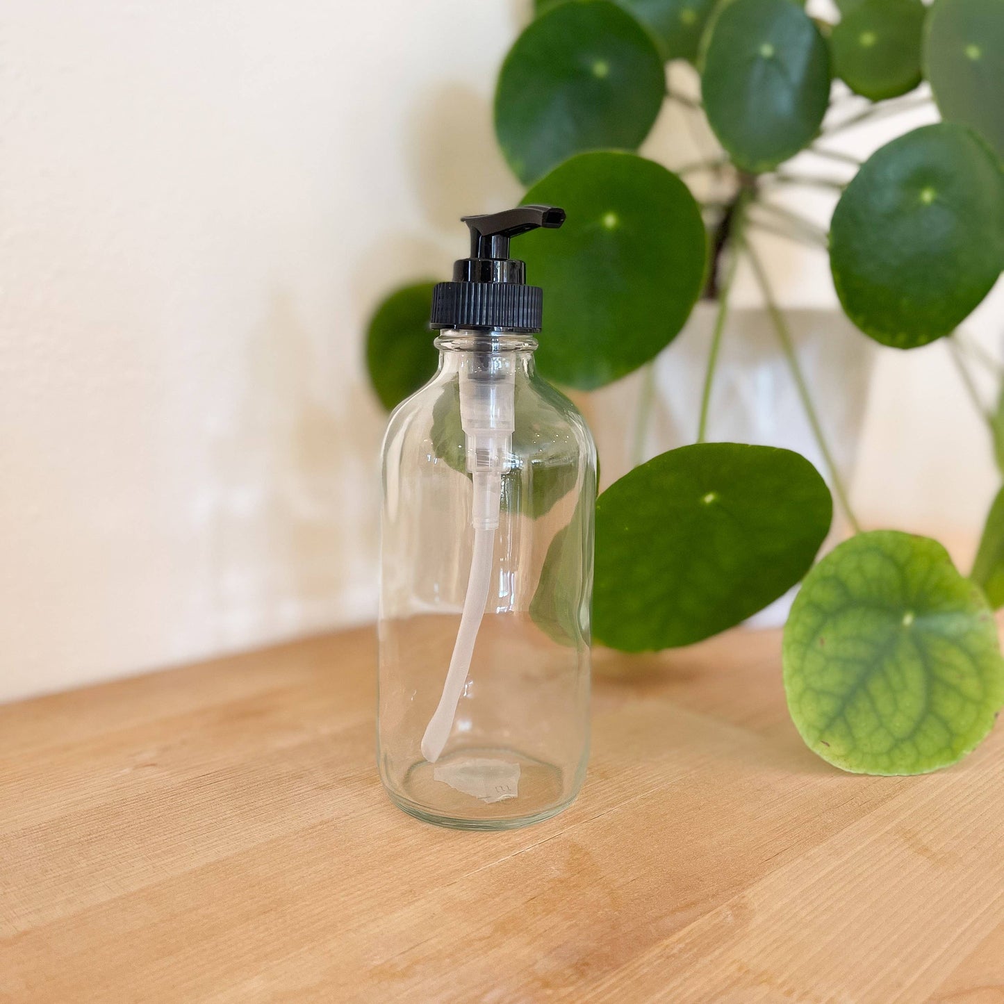 8 oz Clear Glass Bottle Spray or Pump: Plain Cap