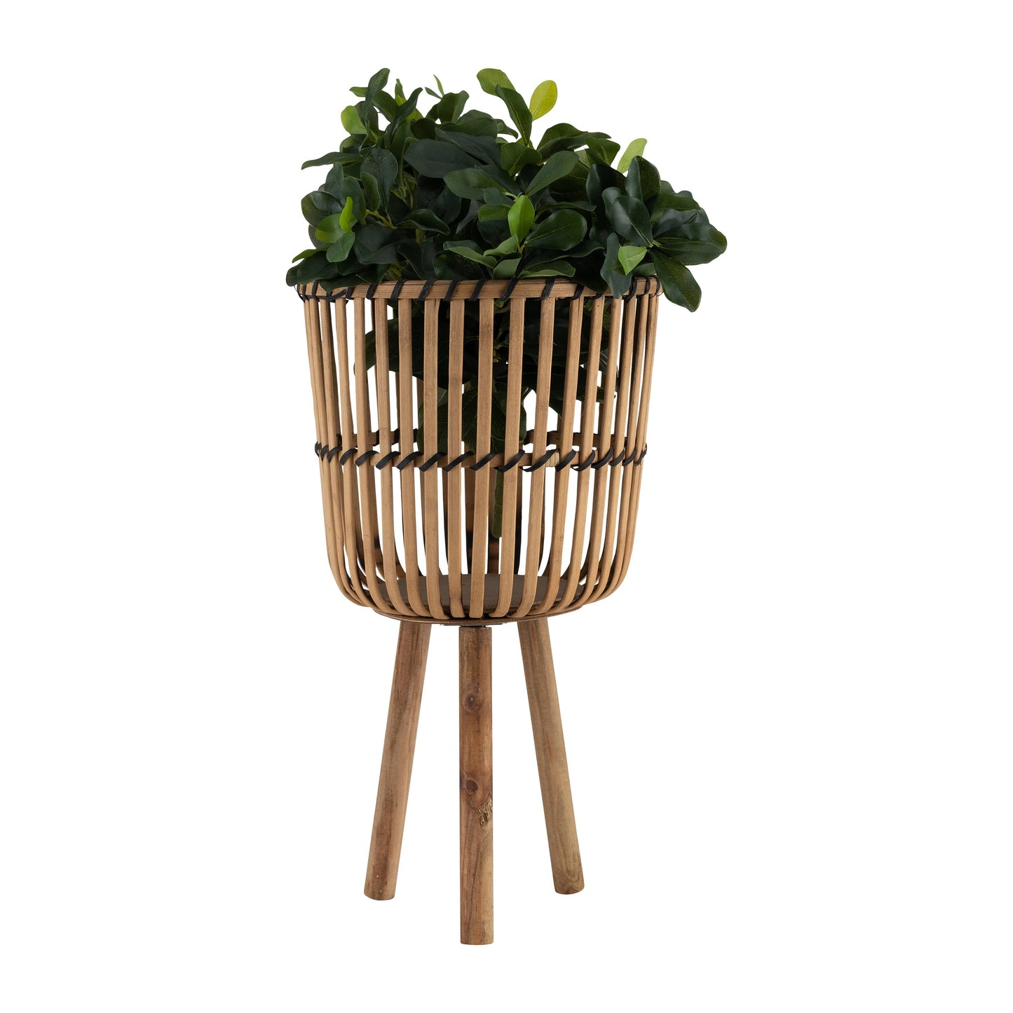 Bamboo Weave Footed Planters Set of 3 - Brown, 11/13/15 in.