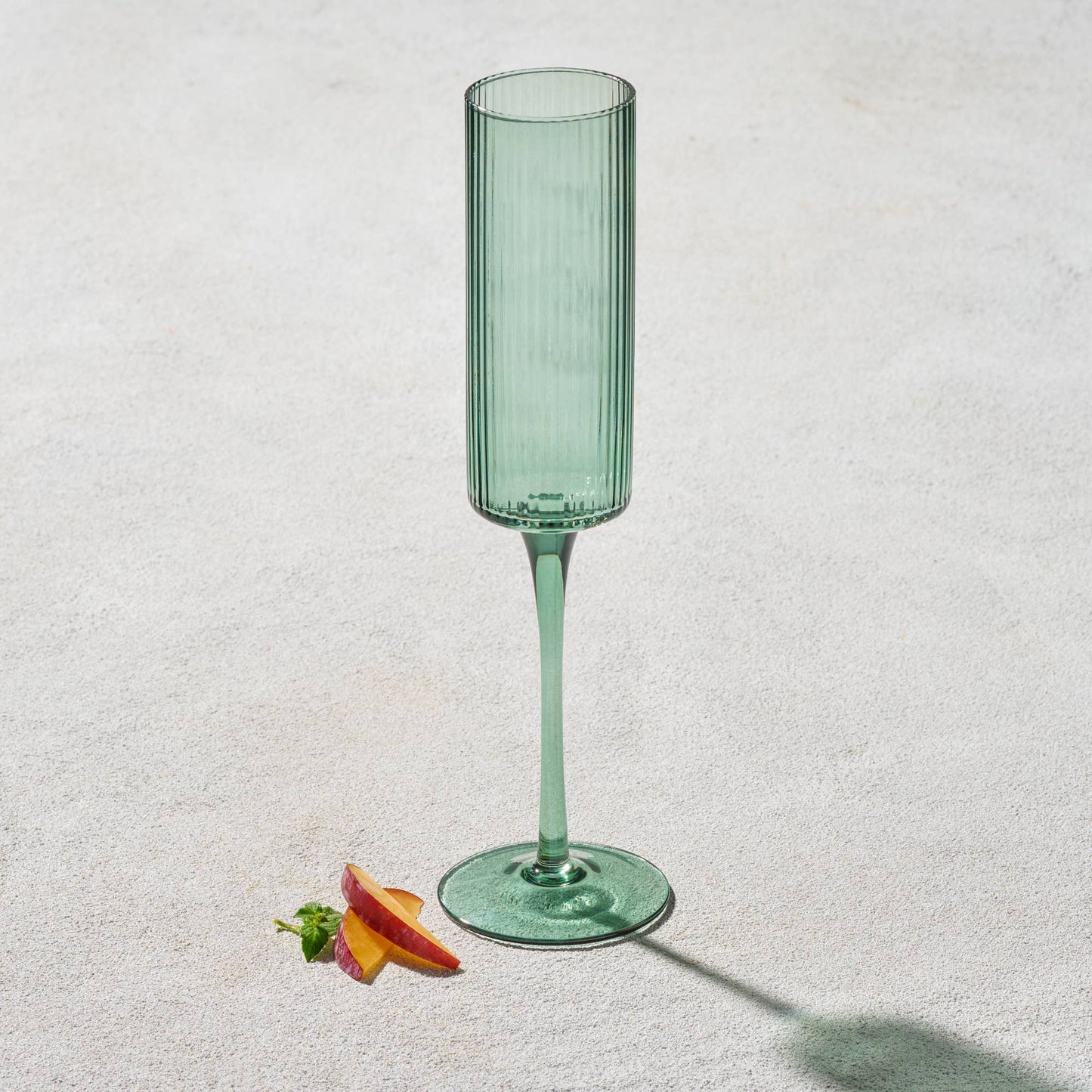 Vikko Decor - Malibu, Ribbed Glass, Green, MULTIPLE SHAPES: 10 OZ Coupe Champagne