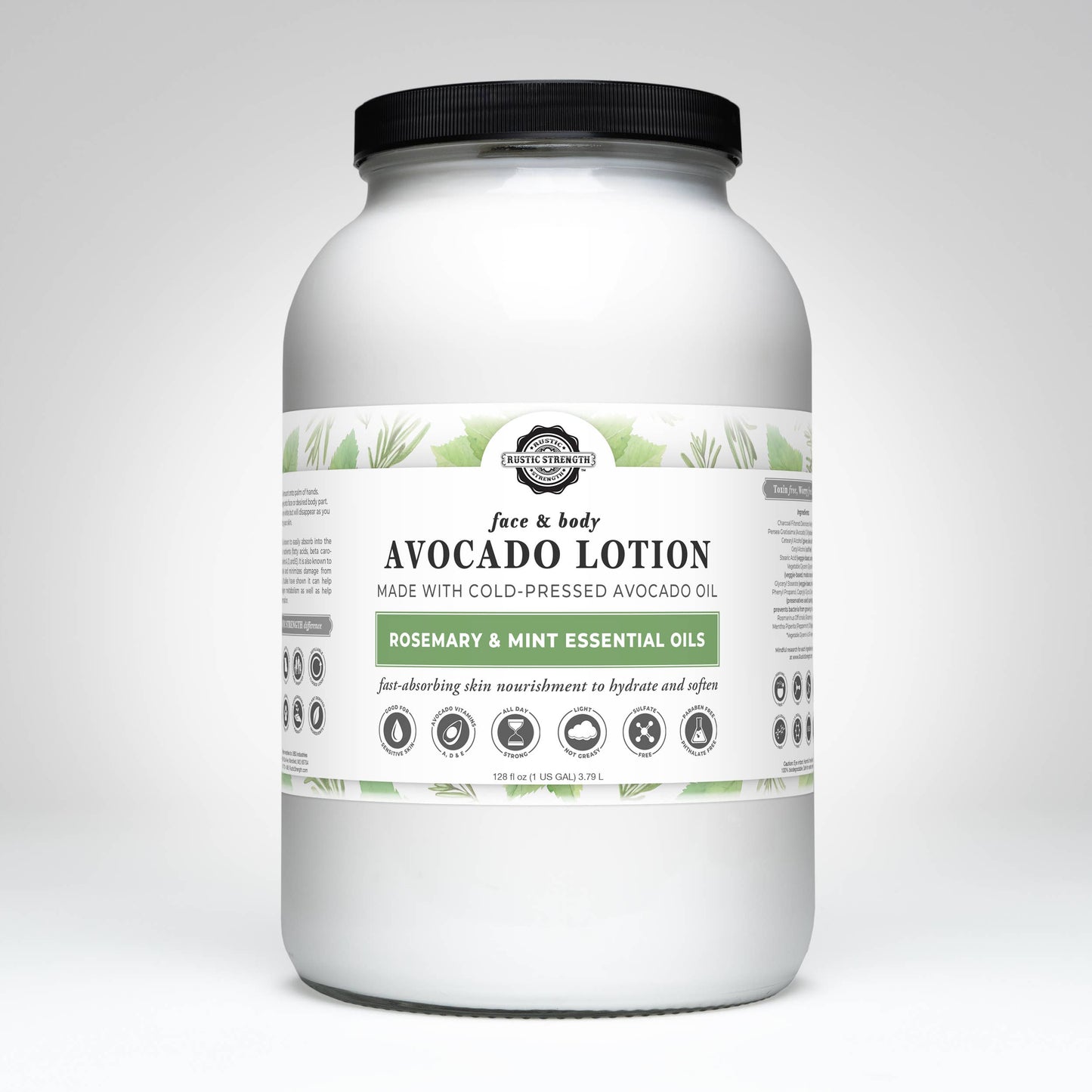 Avocado Lotion for Face and Body- Mild Formula, Paraben-Free: Rosemary Mint / refill bulk