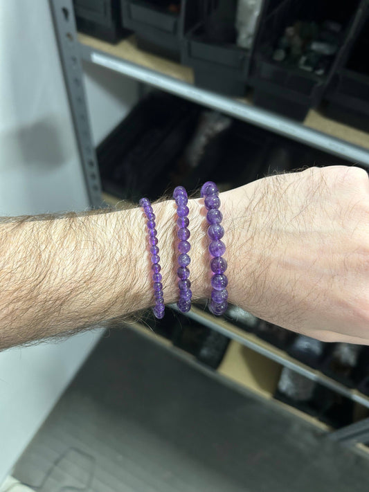 Amethyst Bracelet 4mm/6mm/8mm - Crystals & Stones: 4mm