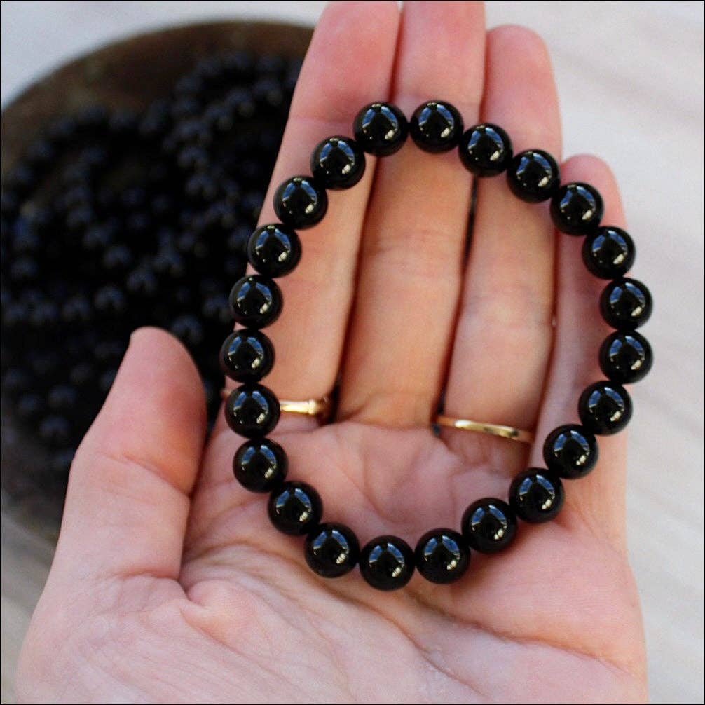 Black Onyx Bracelet 4mm/6mm/8mm - Crystals & Stones: 4mm