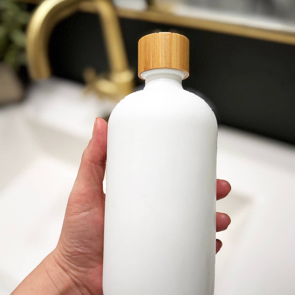 16 oz Glass Bottle Bamboo Cap