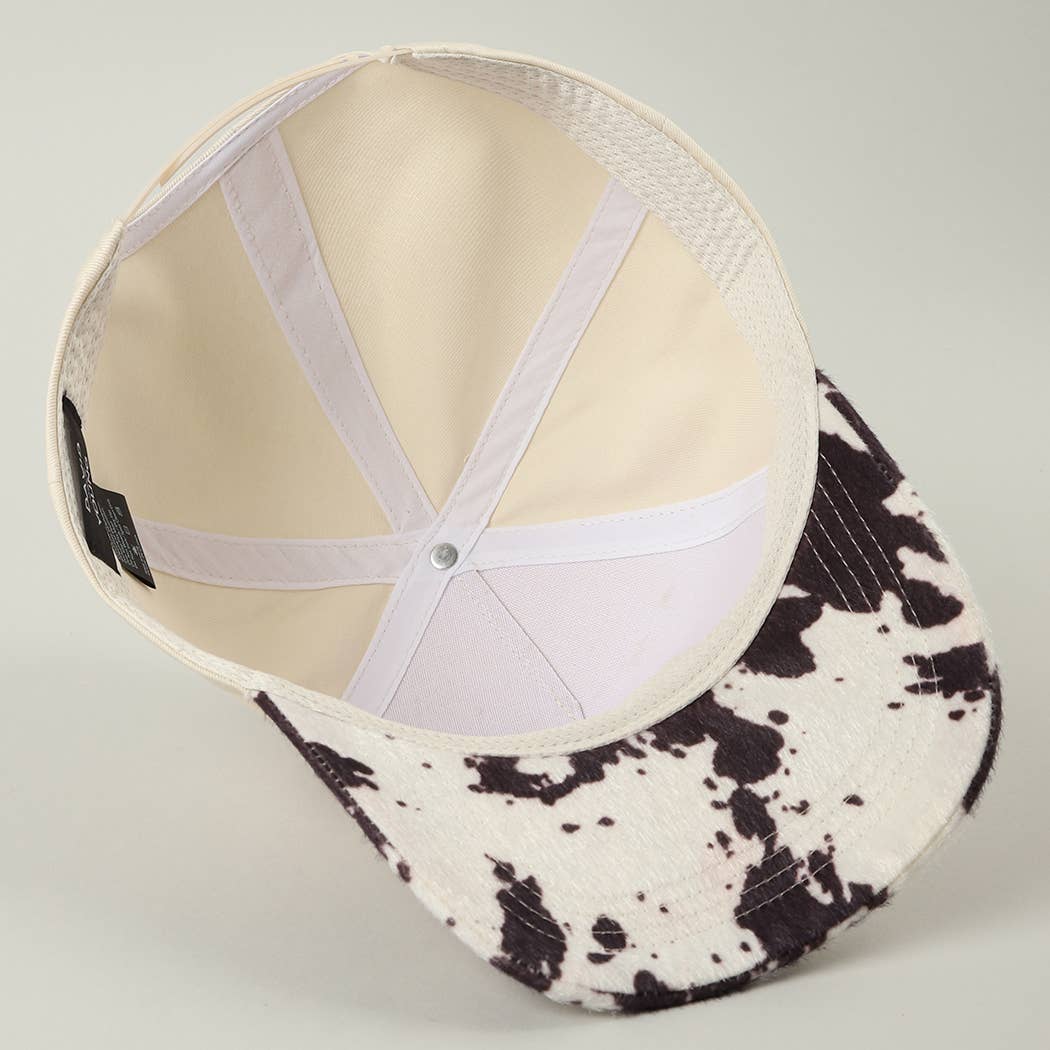 Cowboy Embroidered Patch Animal Print Two-Tone Trucker Hat: BROWN / ONE SIZE