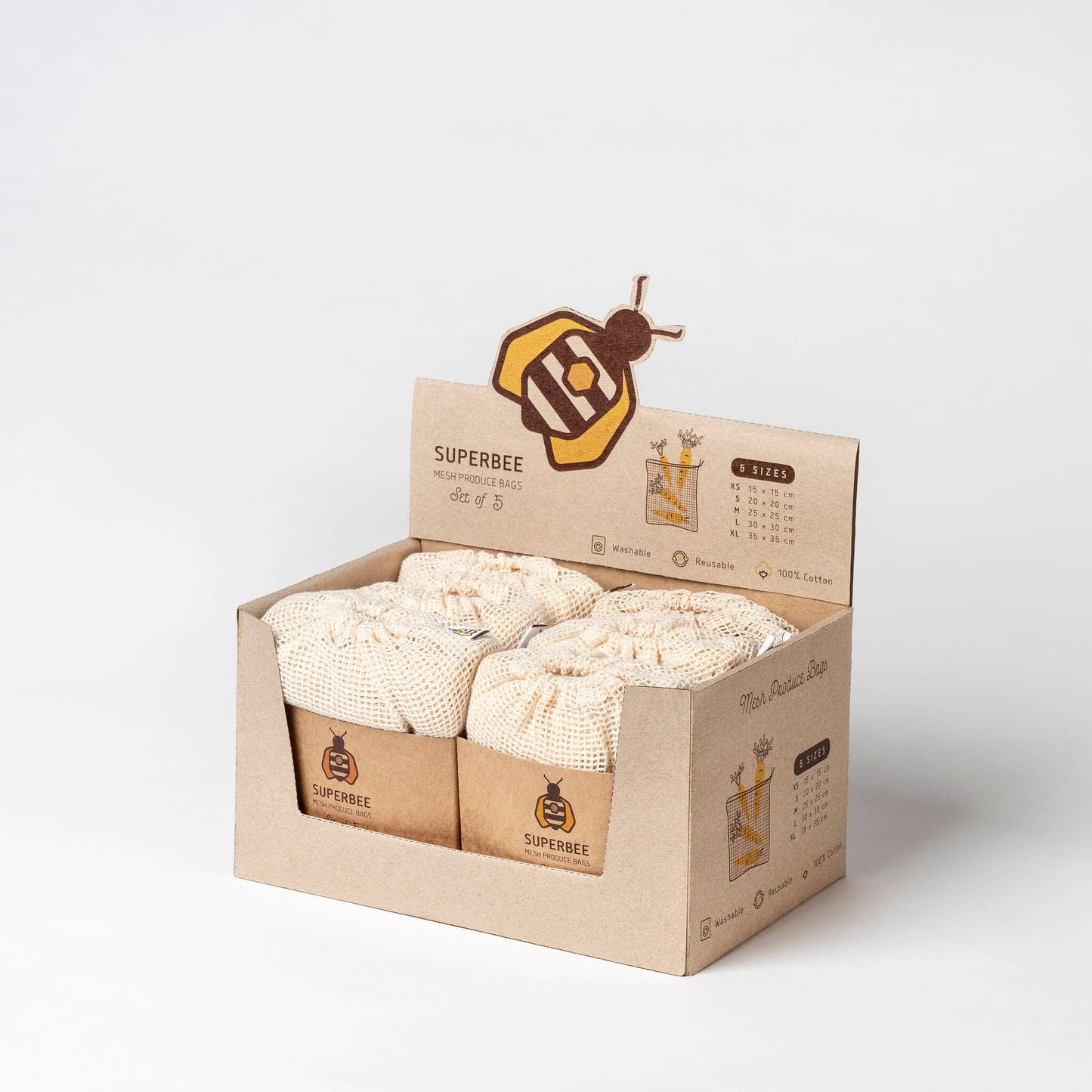 Case of 6 - Five Mesh Produce Bags