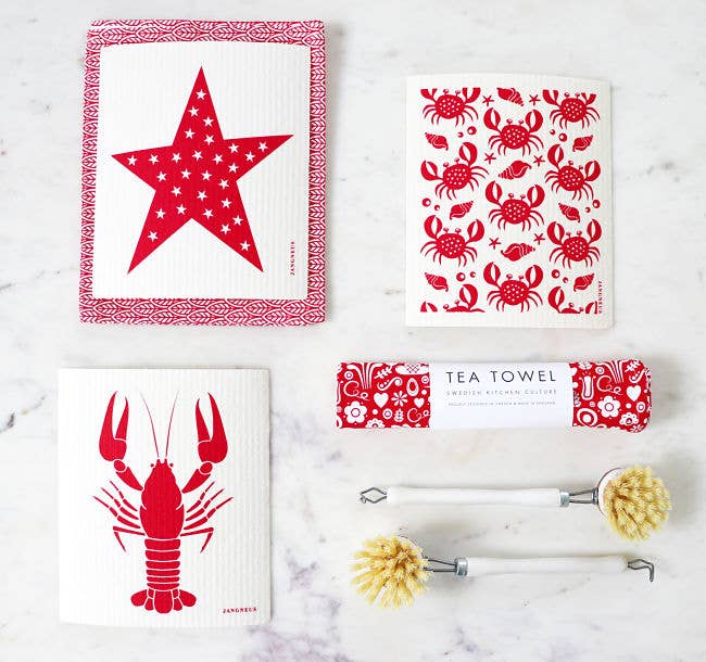 Swedish Dishcloth - Crabs - Red: Red