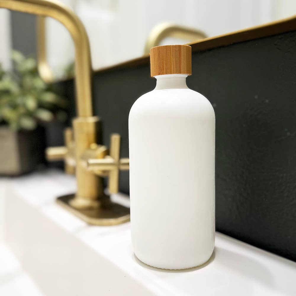 16 oz Glass Bottle Bamboo Cap