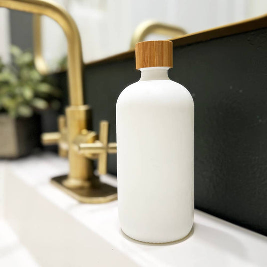 16 oz Glass Bottle Bamboo Cap