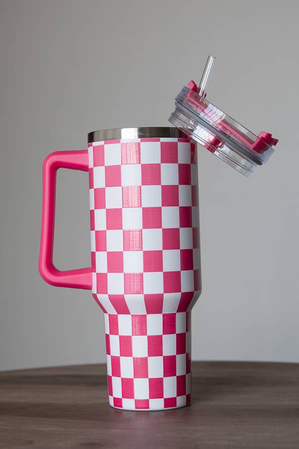 Checkered 40oz Tumbler: Teal