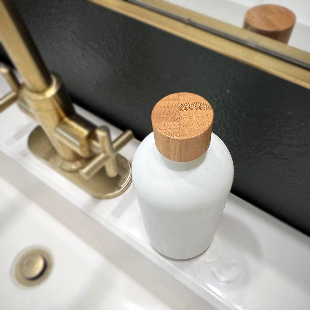 16 oz Glass Bottle Bamboo Cap