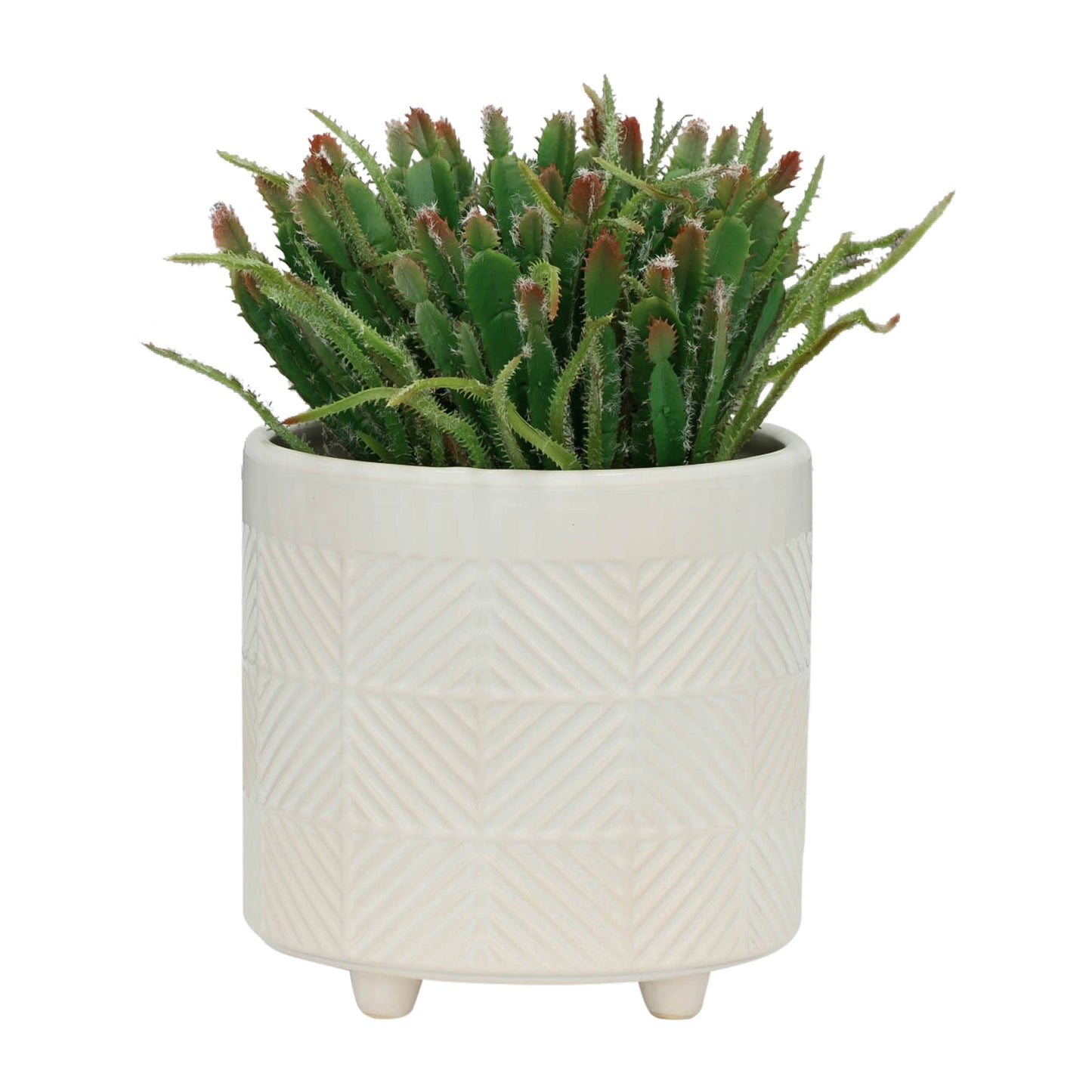Ceramic Abstract Footed Planters Set of 2 - White, 6/8 in.