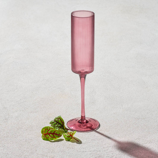 Vikko Decor - Malibu, Ribbed Glass, Plum, MULTIPLE SHAPES : 7 OZ Champagne