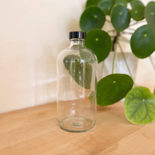 16 oz Clear Glass Bottle Spray or Pump: Plain Cap