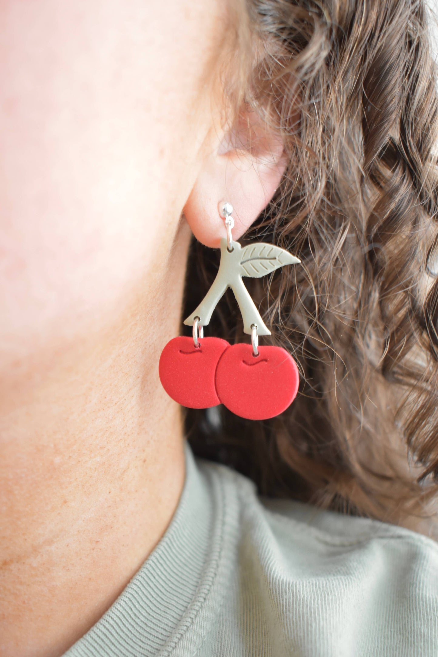 Cherry Dangles- Clay Earrings