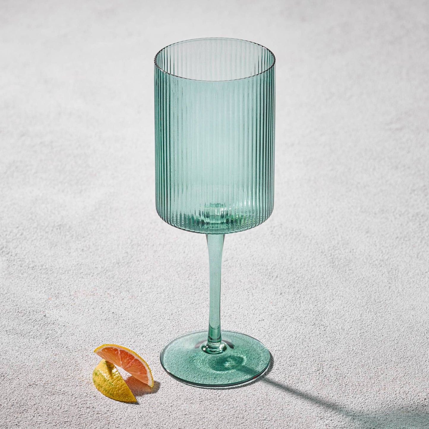 Vikko Decor - Malibu, Ribbed Glass, Green, MULTIPLE SHAPES: 10 OZ Coupe Champagne