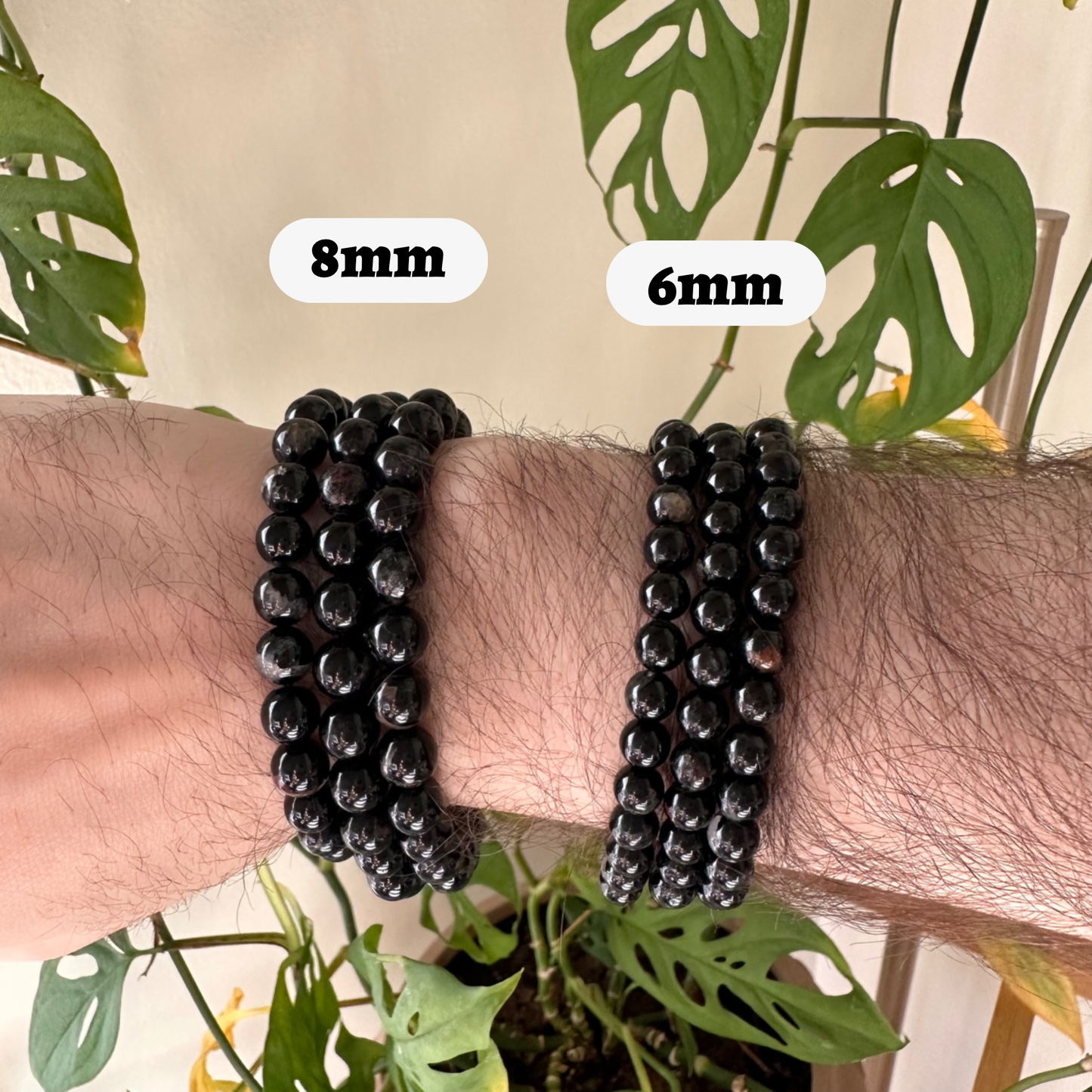 Black Tourmaline Bracelet 4mm/6mm/8mm - Crystals & Stones: 4mm