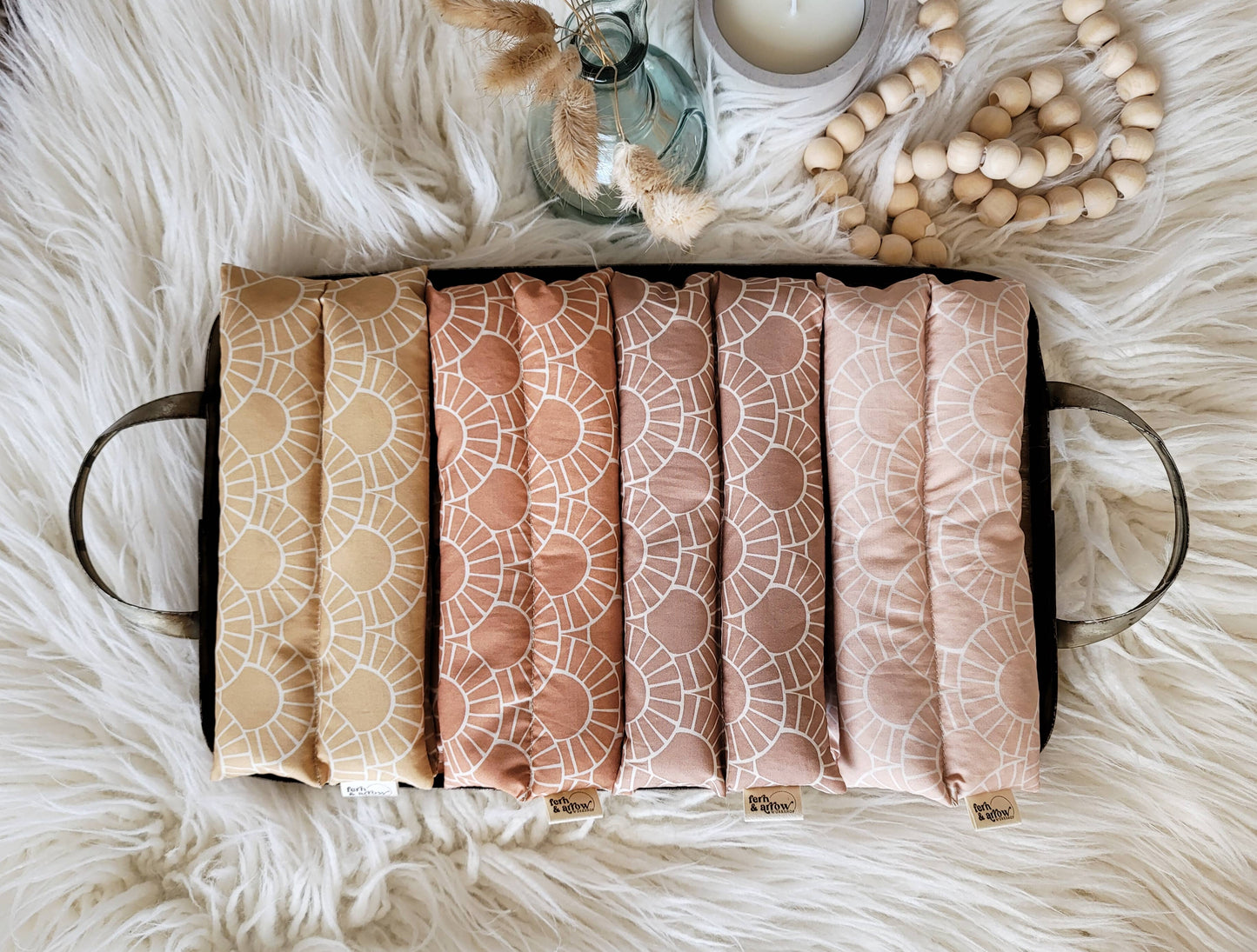 Boho Aromatherapy Neck Wrap - Small Mosaic Print: Rust