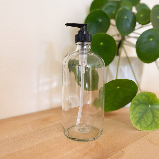 16 oz Clear Glass Bottle Spray or Pump: Pump Cap