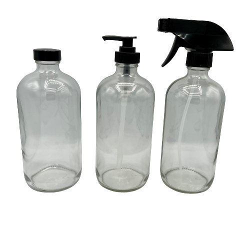 16 oz Clear Glass Bottle Spray or Pump: Pump Cap