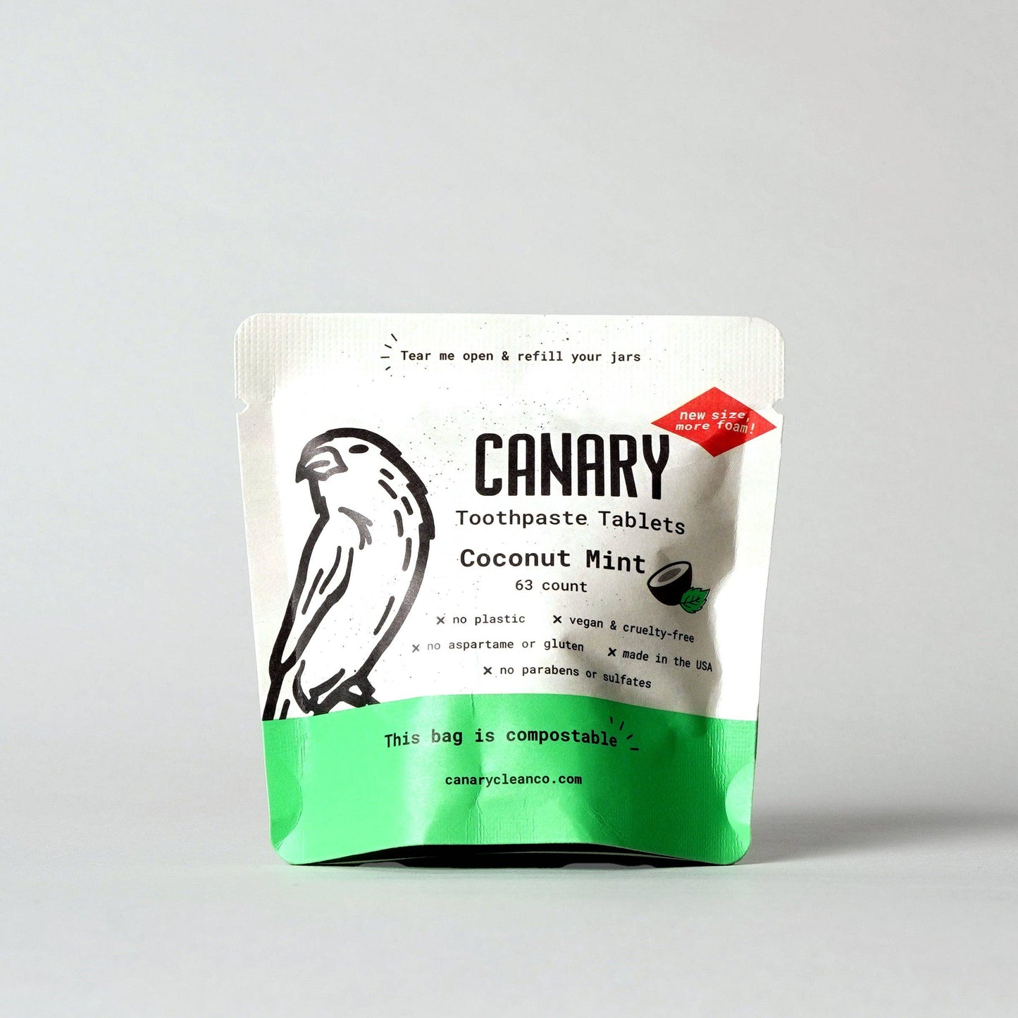 Coconut Mint Toothpaste Tablets: 2 month supply jar - 126 tablets
