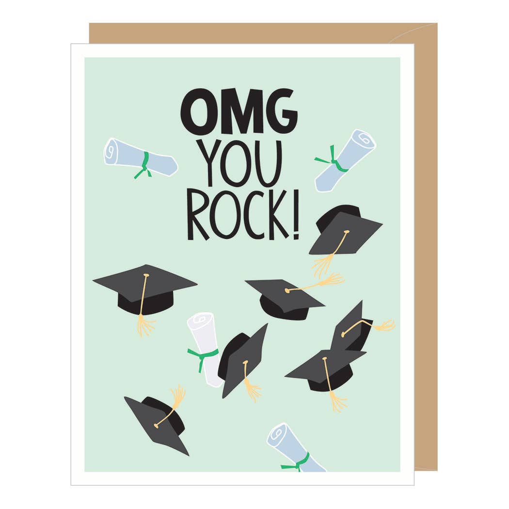 OMG YOU ROCK GRADUATION CARD