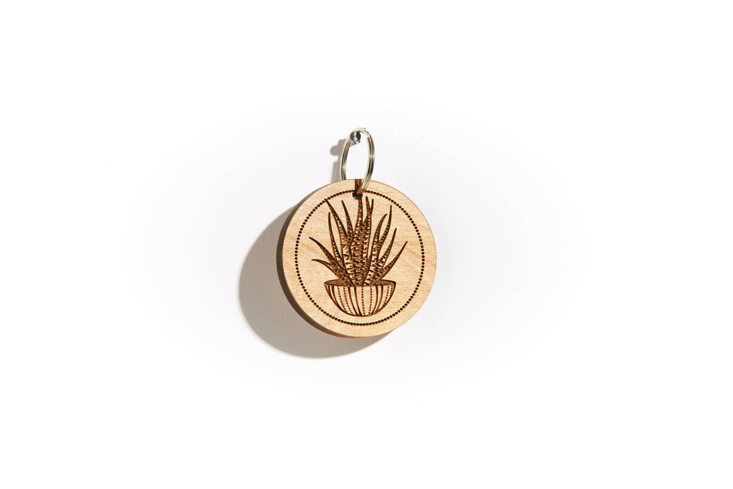 Succulent Wood Keychain