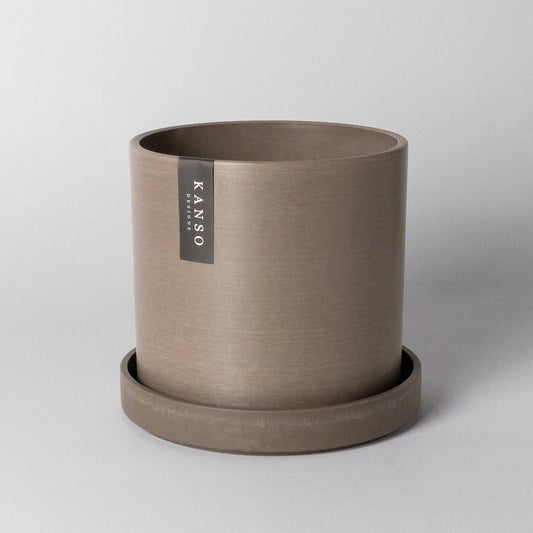 7" Beachwood Signature Planters & Saucer | Earth Tones