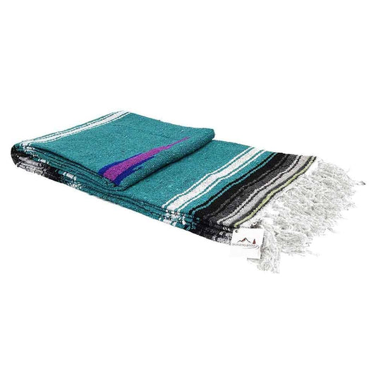Turquoise and Black Baja Diamond Yoga Blanket