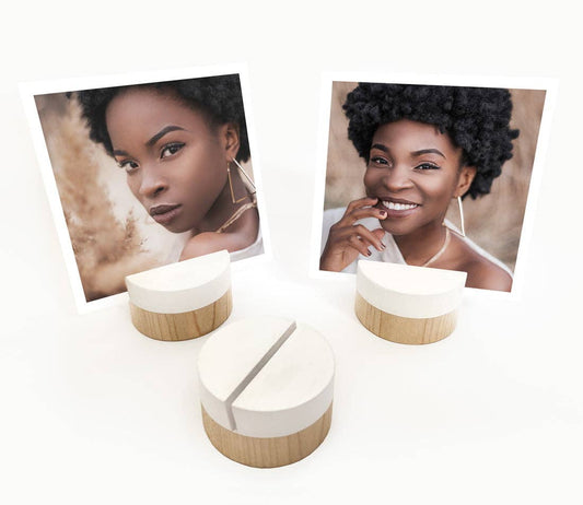 White Dipped Round Photo Holder