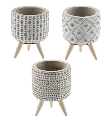 Planters, Embossed Planters with Feet, 3 Asst. Item # 13531