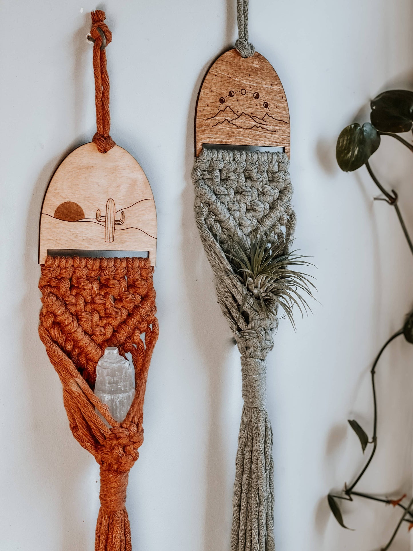 Macrame Air Plant Holder / Landscape Collection: Sea / deep teal