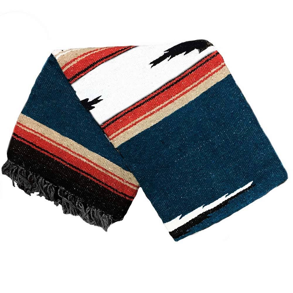 Harvest Moon Baja Diamond Blue Mexican Blanket