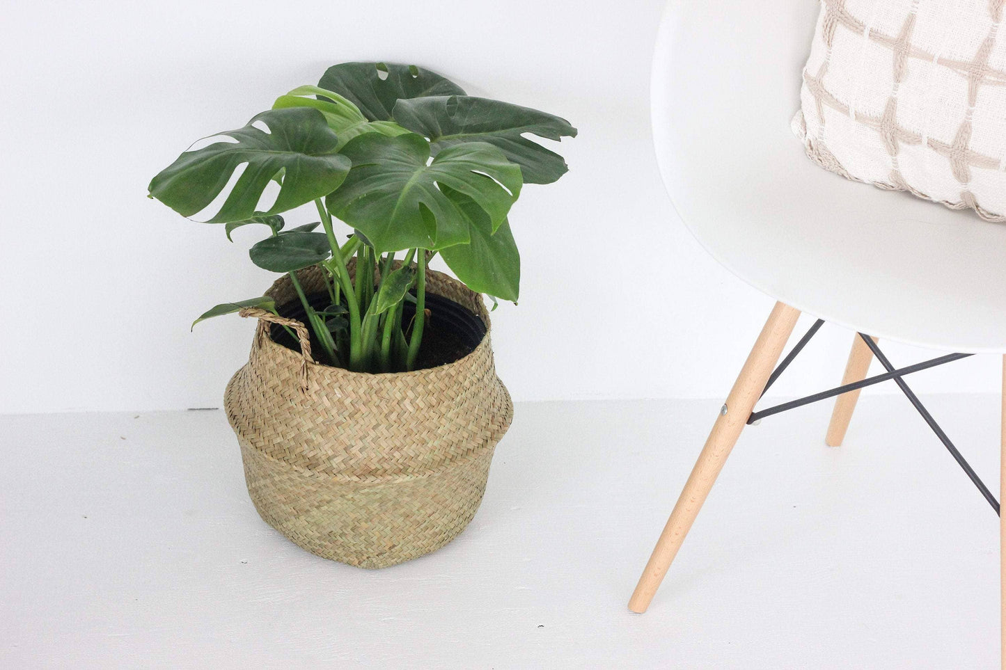 Woven Seagrass Belly Basket Planter 12"