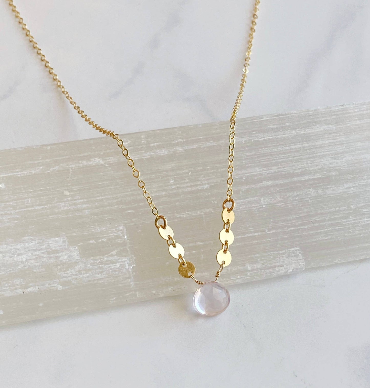 Rose quartz sweetheart necklace