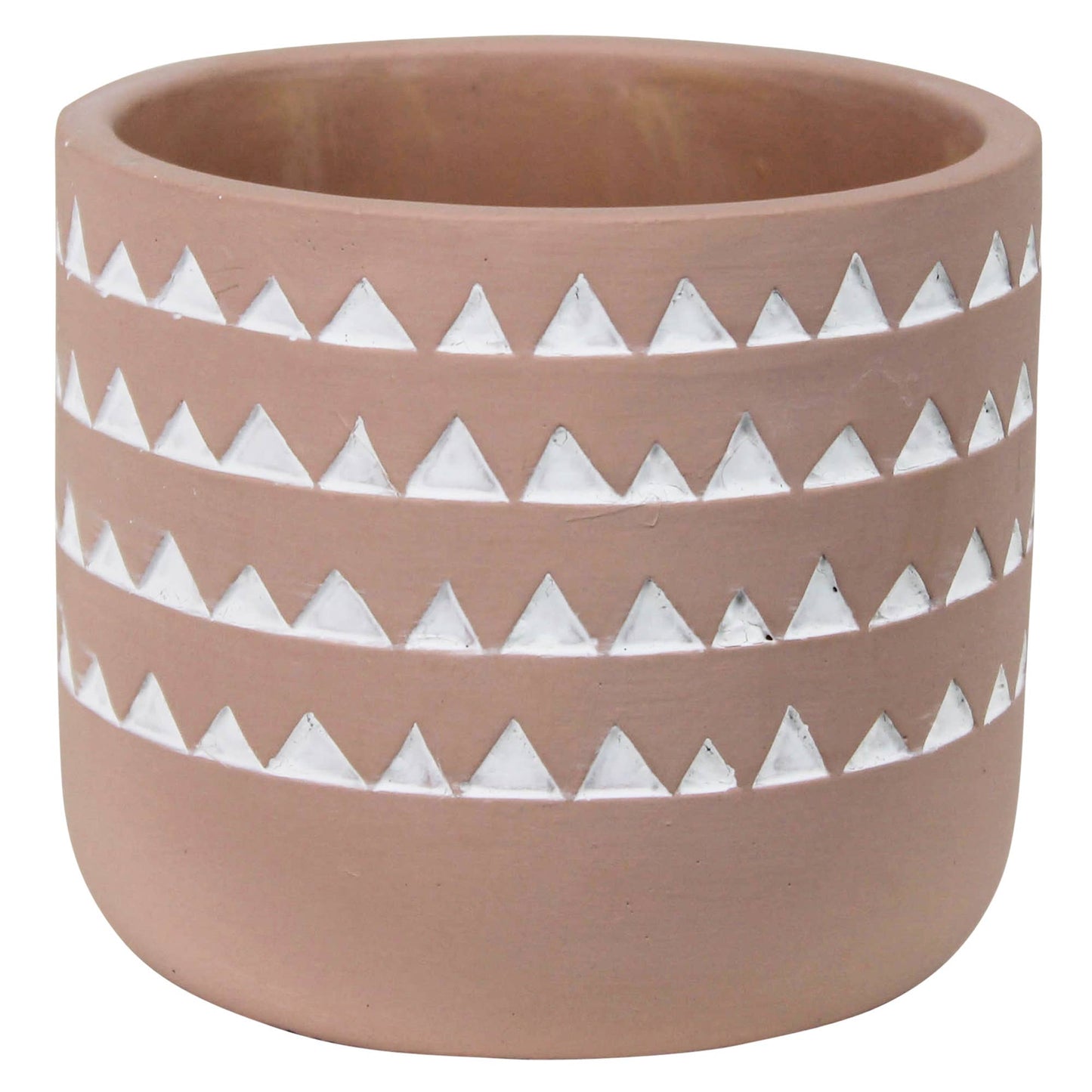 Totem Cachepot, Cement, Triangle Band - Clay