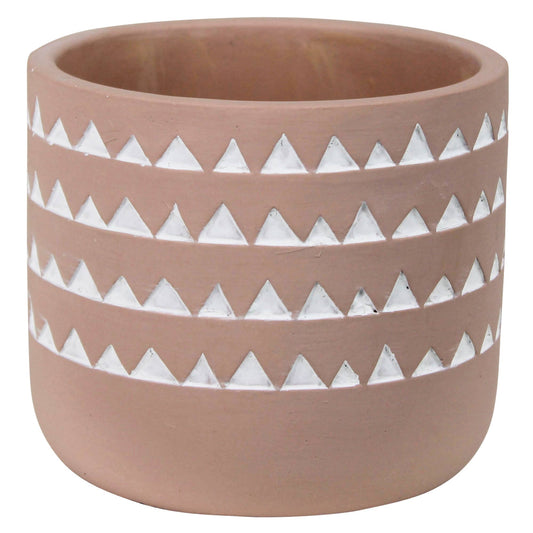 Totem Cachepot, Cement, Triangle Band - Clay