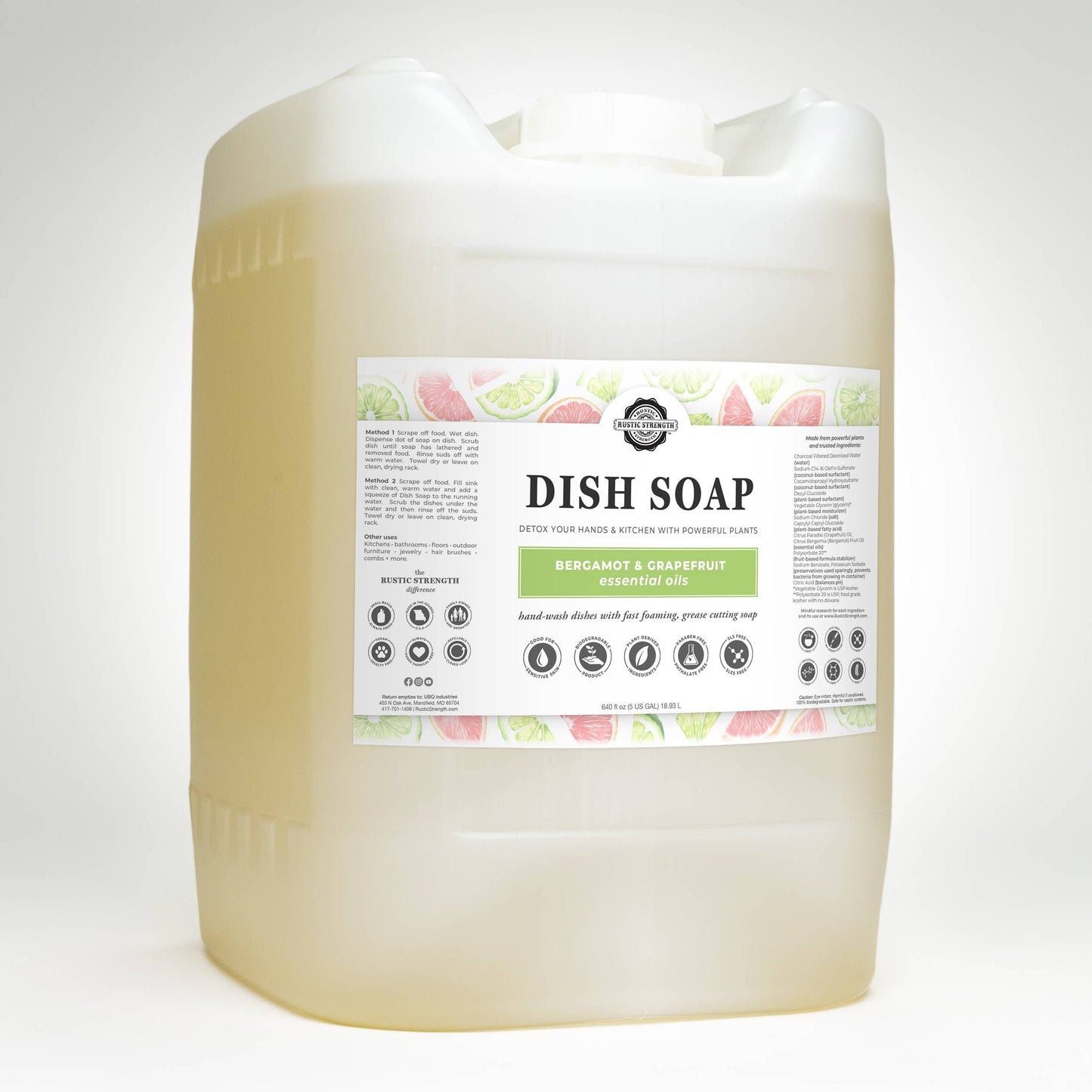 Bulk Refill Dish Soap | Sulfate Free - Soft on Skin | Powerful Cleaner: Grapefruit/Bergamot