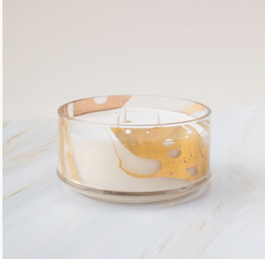 No. 67 Gold Marble Glass Candle 12 oz