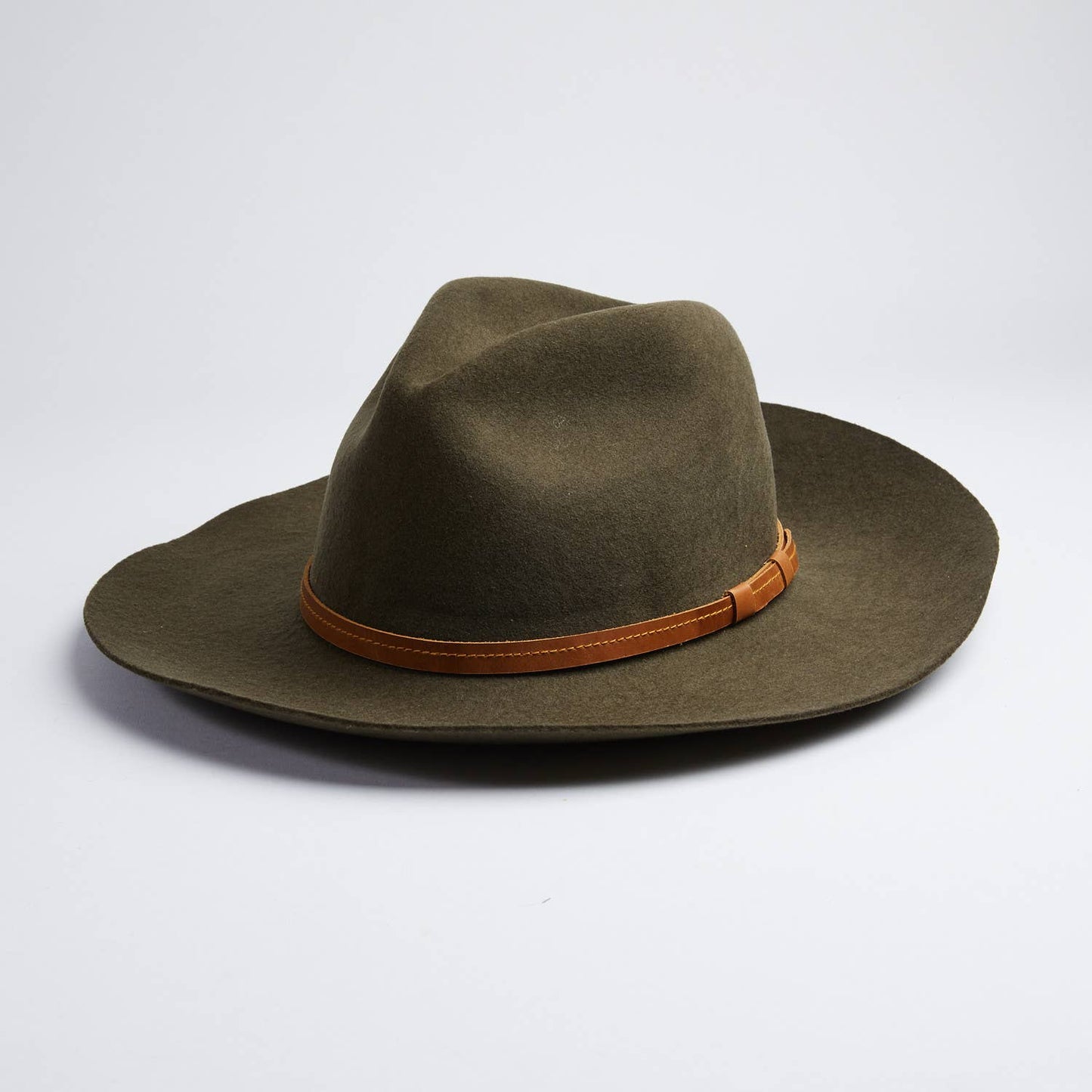 Rancher Style Olive Green Felt Hat - Unisex