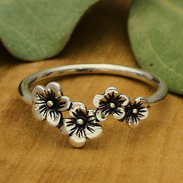 Sterling Silver Cherry Blossoms Ring