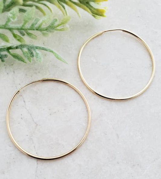 14K Gold-Filled Endless Hoops Earrings - 35mm