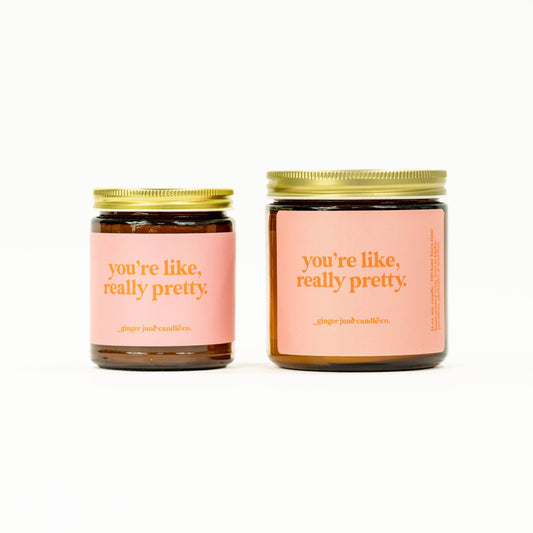 you're like, really pretty • soy candle •  2 sizes, 2 colors: 8 oz / amber brown / Botanic