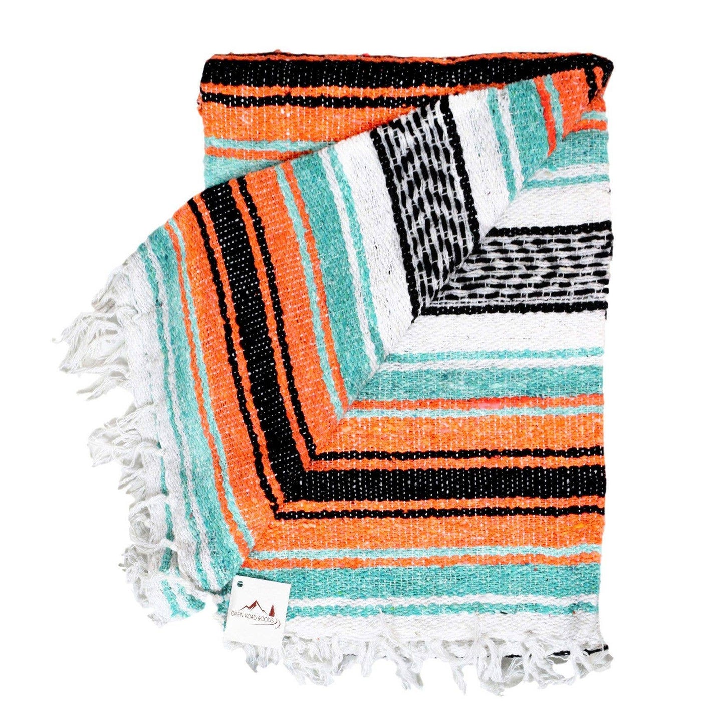 Mint and Orange Mexican Falsa Yoga Blanket