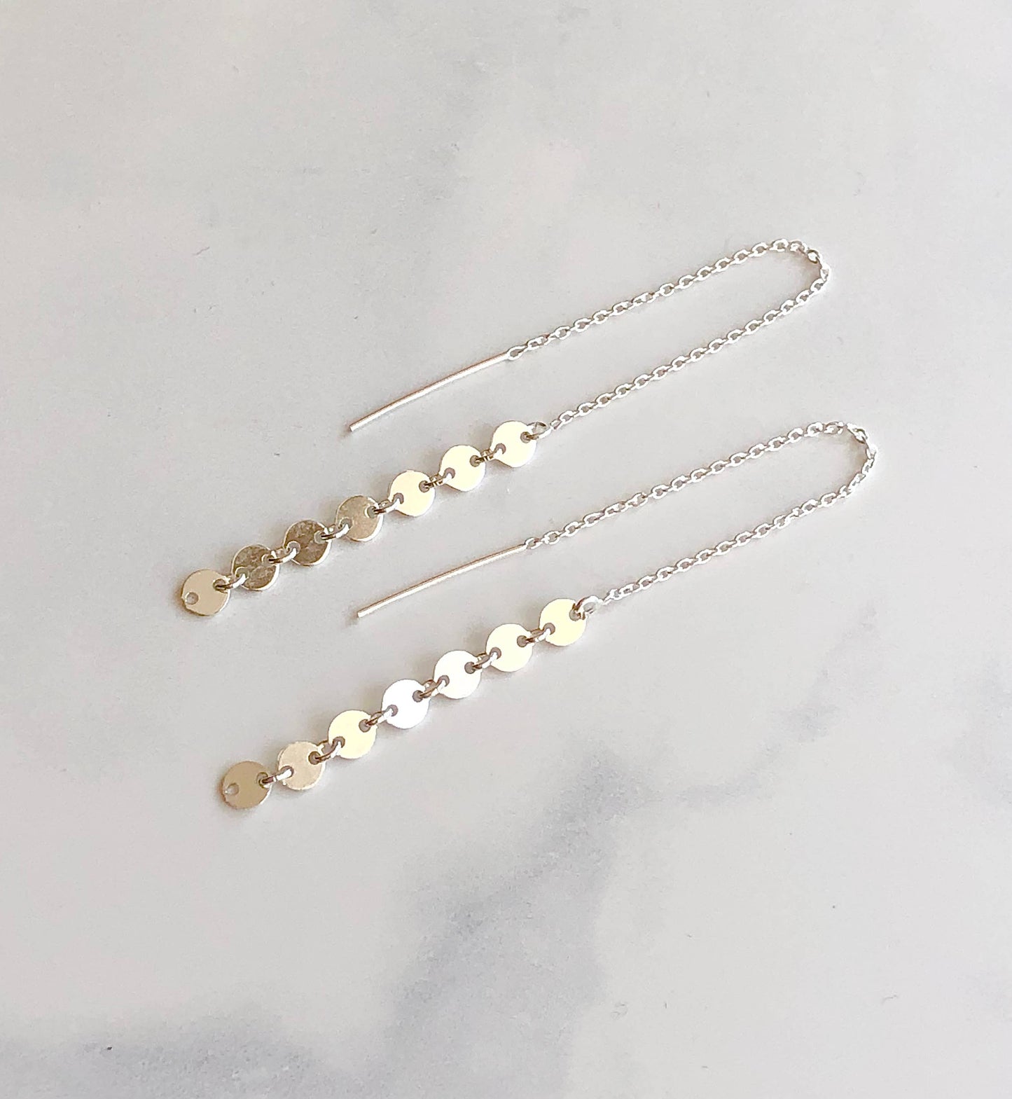 Tiny disk threaders-sterling silver