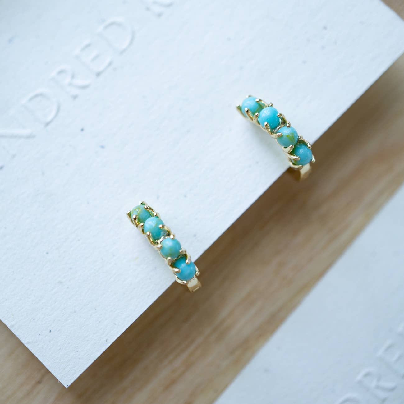 Turquoise Gold Huggie Earrings