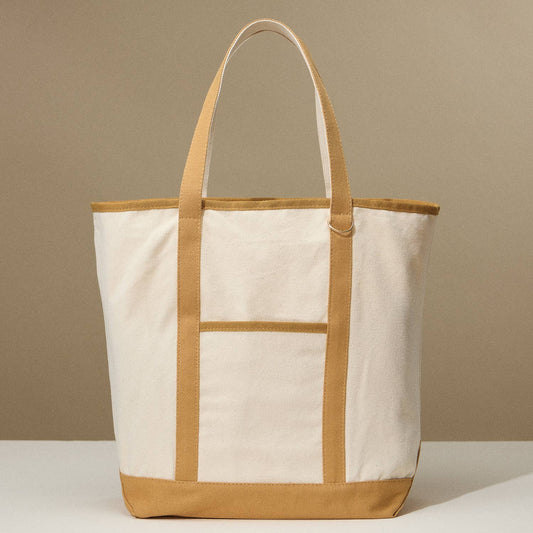 Ecofriendly Cotton Canvas Carry Tote with Charm Holder: Taupe / One size / 5DG78048