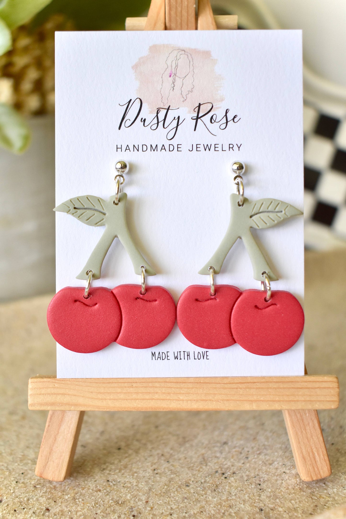 Cherry Dangles- Clay Earrings