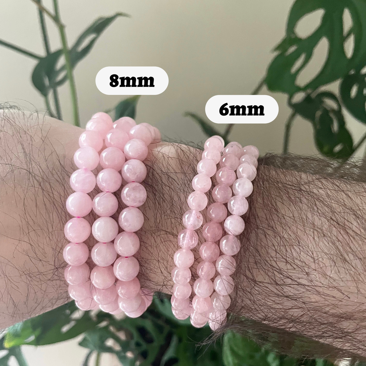 Rose Quartz Bracelet 4mm/6mm/8mm - Crystals & Stones: 4mm
