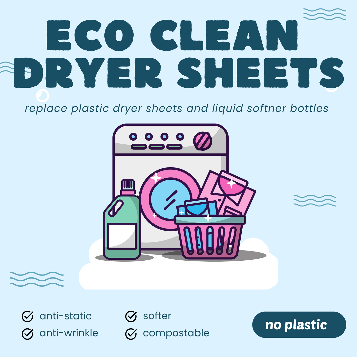 Dryer Sheets - Eco Clean -Retail packaged - 50 LG Sheets: FRESH LINEN