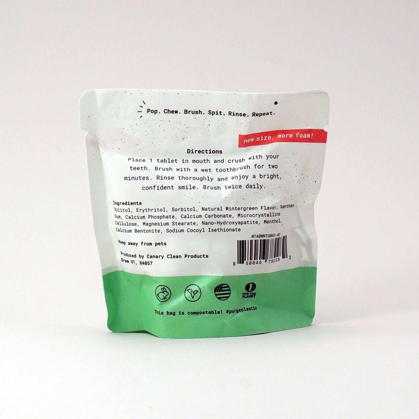 Wintergreen Toothpaste Tablets: 2 month supply jar - 126 tablets